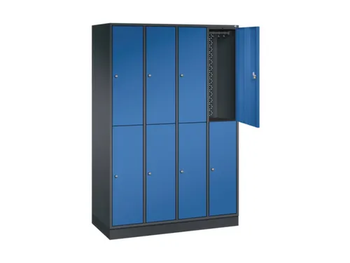 Dubbeldekse garderobekast,HxBxD 1950x1220x500mm,4x2vak.,vak B 260mm