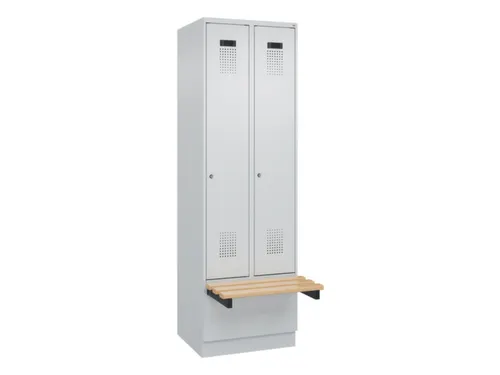 locker met bank,HxBxD 1950x600x815mm,2vak,vak B 300mm,cilinderslot