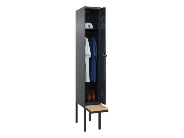locker met bank,HxBxD 2120x300x815mm,1vak,vak B 300mm,draaigrendel