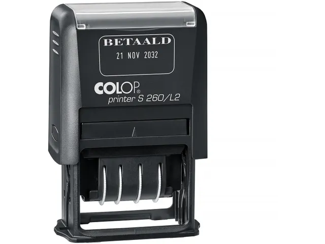 cachet à formules avec date Printer texte: BETAALD