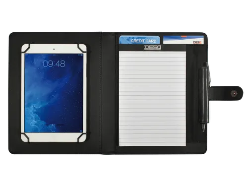 DESQ Schrijfmap voor tablet 7-10,4 inch met sluitclip Zwart