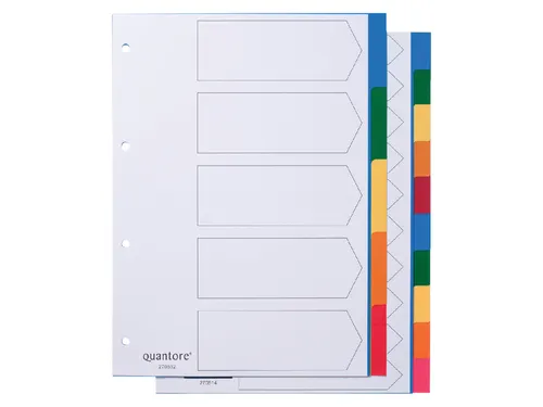 Tabbladen Quantore A4 4-Gaats 5-Delig Assorti Tabs Pp
