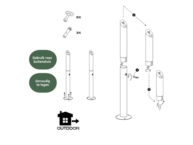 Cendrier colonne BRASQ AT300 inox noir