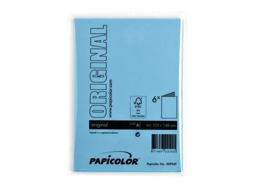 Correspondentiekaart Papicolor dubbel 105x148mm hemelsblauw pak 6 st