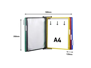 Zichtpanelensysteem Tarifold Wandelement Grijs metaal A4 met 10 tassen - 3