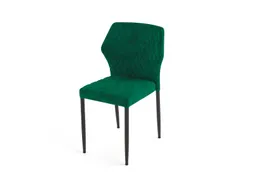 Stapelstoel,4Voeten Zwart,Zitting Velours Groen,Rug Velours Groen