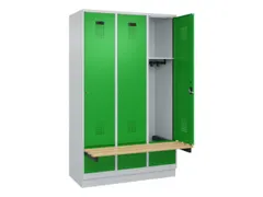 locker met bank,HxBxD 1950x1200x815mm,3vak,vak B 400mm,cilinderslot