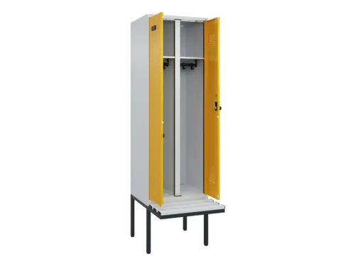 locker met bank,voor scheiding van kleding,HxBxD 2120x600x815mm,2vak