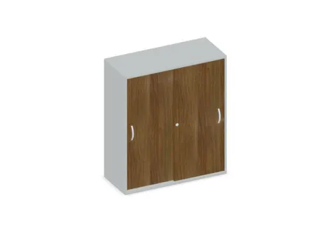 Schuifdeurkast 1150x1000x430mm Romp Lichtgrijs Decor Front Noten