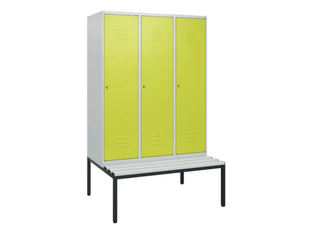 locker met bank,HxBxD 1950x1200x815mm,3vak,vak B 400mm,cil.-slot