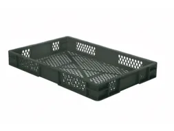 Euronorm-Stapelbak 14.5l 75x 600x 400mm Wanden/Bodem Opengewerkt Grijs