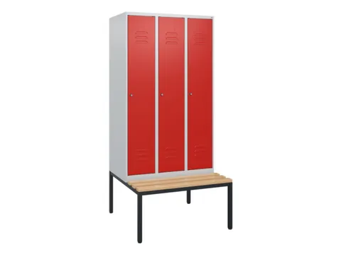 locker met bank,HxBxD 1950x900x815mm,3vak,vak B 300mm,cil.-slot
