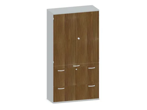 Kantoorkast 1920x1000x430mm Decor Romp Lichtgrijs Decor Front Noten