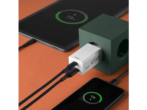 Oplader Hama USB-C/USB-A Mini PD 45W wit