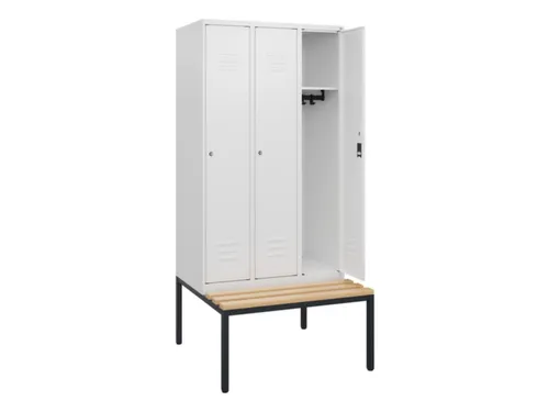 locker met bank,HxBxD 1950x900x815mm,3vak,vak B 300mm,cil.-slot