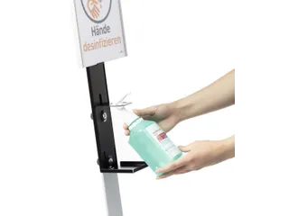 Handgeldispenser vloerstandaard met infobord Zilver - 5