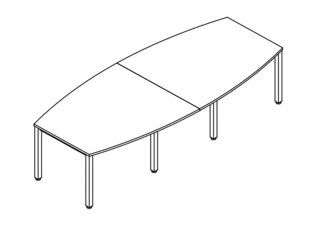 Table de conférence forme de fût 740x2000x1200mm 4 pieds BL-blanc