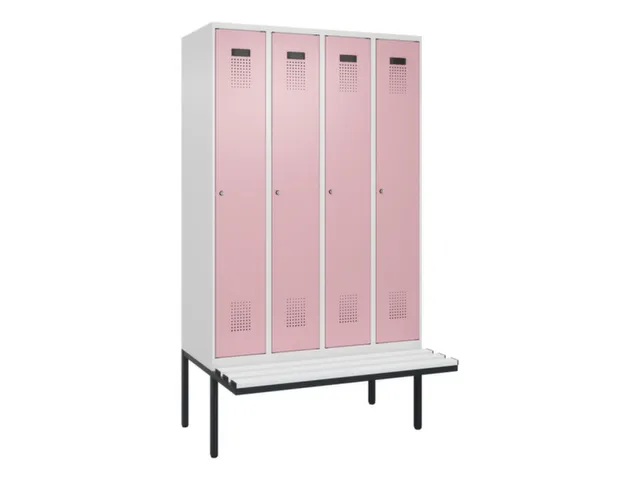 locker met bank,voor scheiding van kleding,HxBxD 2120x1200x815mm,4vak