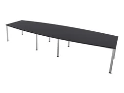 vergadertafel HxBxD 74x400x140cm vatvormig CC-zwart Alu 4voeten