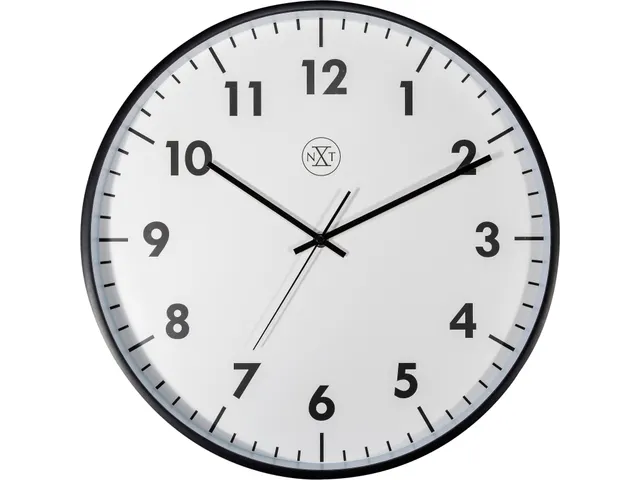 wandklok NXT STIL UURWERK 40cm kunststof wit zwarte cijfers