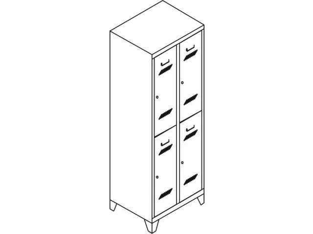 dubbeldekse locker,HxBxD 1850x900x500mm,3x2vak.,RAL7035,front RAL7035