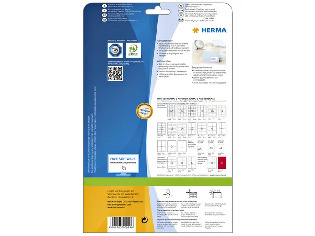 HERMA 5029 Premium Adresetiketten A4 63,5x38,1mm Wit 525 stuks