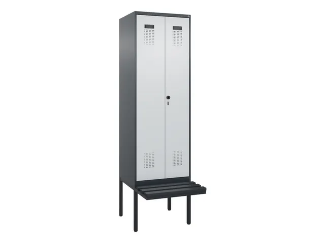 locker met bank,voor scheiding van kleding,HxBxD 2120x600x815mm,2vak