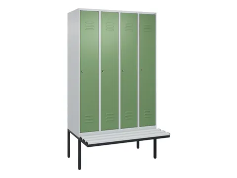 locker met bank,HxBxD 2120x1200x815mm,4vak,vak B 300mm,cil.-slot
