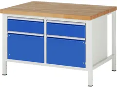 werkbank,HxBxD 840-1040x1250x900mm,beukblad,draagverm. 1250kg,4voeten