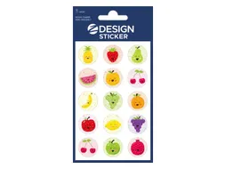 Glitteretiket Z-design Fruit smileys, pakje à 1 vel