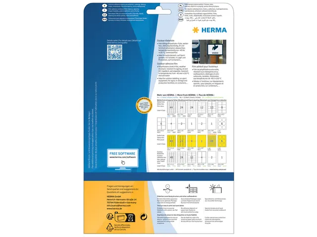 HERMA 9532 Weervast Outdoor folie-etiket A4 63,5x33,9mm Wit 240 stuks