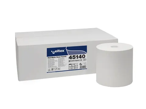 Handdoekrol Celtex Megamini E-Control 2-laags wit 140 meter doos a 6 r