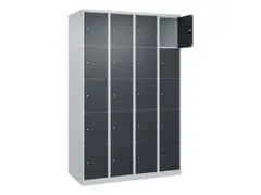 lockerkast,HxBxD 1850x1200x500mm,4x5vakken,vak B 300mm,cil.-slot