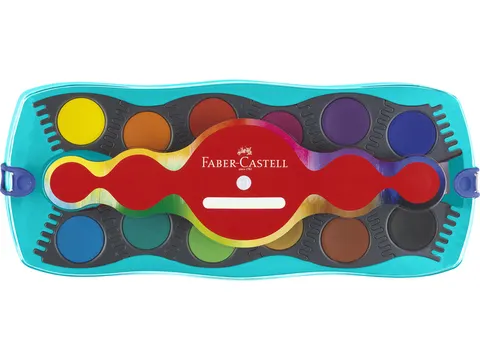 Waterverfdoos 2 kleuren +1 tube wit Connector turquoise