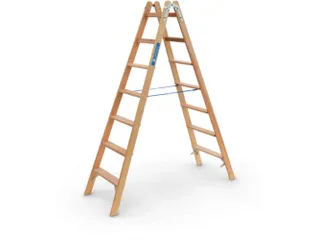 trapladder,beide zijden,2x7sporten,balk L 2,09m,2-dlg.,naaldhout - 1