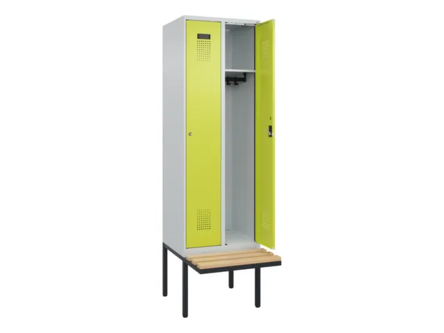 locker met bank,HxBxD 2120x600x815mm,2vak,vak B 300mm,cilinderslot