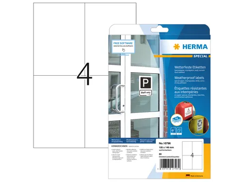 HERMA 10796 Weerbestendige etiketten A4 105x148mm Wit 80 stuks