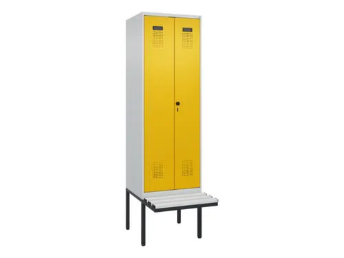 locker met bank,voor scheiding van kleding,HxBxD 2120x600x815mm,2vak