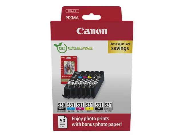 Inktcartridge Canon PGI-530 CLI531 2xzwart+4 kleur