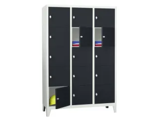 lockerkast,HxBxD 1850x1200x500mm,3x5vakken,RAL7035,front RAL7016 - 2