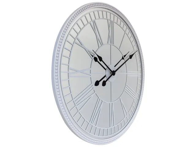 Spiegelklok - 56cm - Stille wandklok - Landelijk - Wit - NeXtime - "Cl