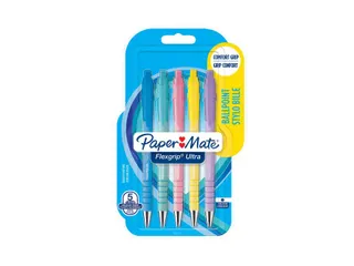 Balpen Paper Mate Flexgrip Ultra pastel medium assorti blister à 5st - 1