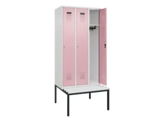 locker met bank,HxBxD 2120x900x815mm,3vak,vak B 300mm,cilinderslot - 1