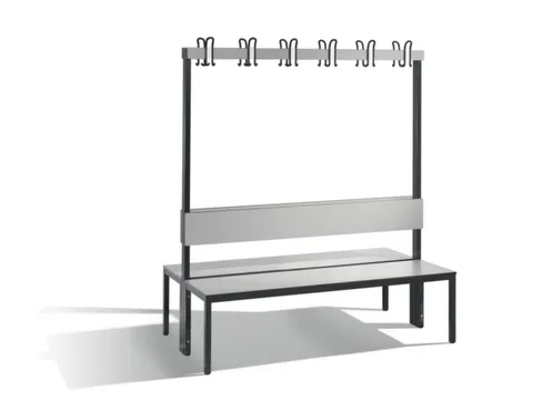 omkleedbank,HxLxD 1710x1500x760mm,HPL zilvergrijs,frame staal RAL7021