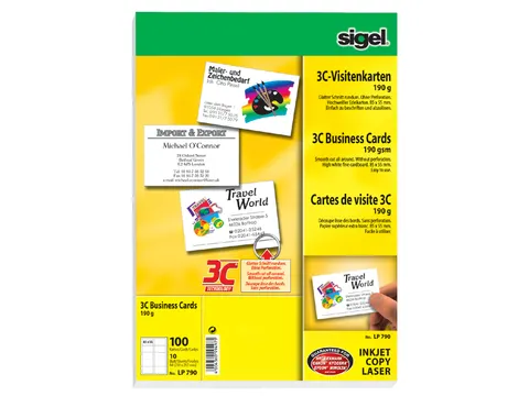 Visitekaartjes Sigel 190gr Gladde Zijden Wit 85x55mm