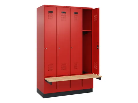 locker met bank,HxBxD 1950x1200x815mm,4vak,vak B 300mm,cilinderslot