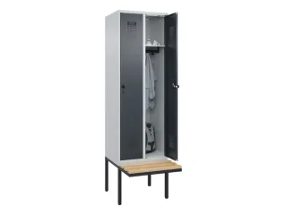locker met bank,HxBxD 2120x600x815mm,2vak,vak B 300mm,draaigrendel - 1