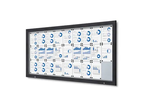 Vitrinekast mededelingenbord Outdoor 27xA4 met gasveer Antraciet