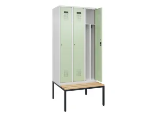 locker met bank,voor scheiding van kleding,HxBxD 2120x900x815mm,3vak - 1