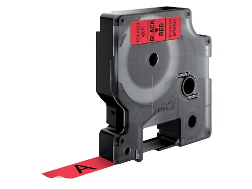 Labeltape Dymo 45017 D1 720570 12mmx7m zwart op rood